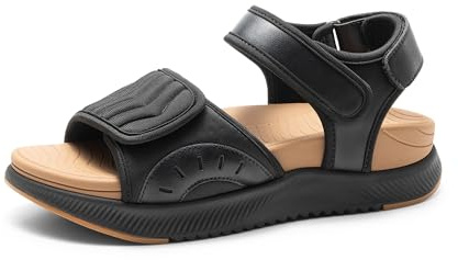 DREAM PAIRS vandringssandaler för kvinnor bågstöd plattform ortopediska sandaler bekväma öppen tå promenader sommarskor lätta utomhus atletisk sport vattensandaler, Svart/brun, 39 EU