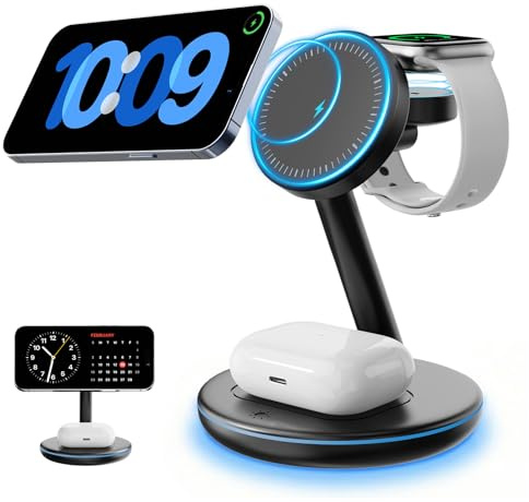 2026 3 in 1 Charging Station for Apple iPhone AirPods Watch with Mag-Safe Charger Wireless Charger Stand for iPhone 17 16 15 14 13 12 Series AirPods iWatch Series - Gifts for Wife & Husband