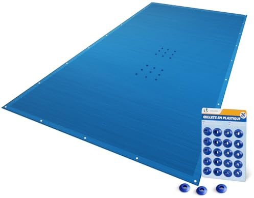 VOUNOT® Lona para Piscina Rectangular 4 x 8 m, Cubierta Protectora PE de 160 g/m², Funda de Piscinas Anti-UV con Ojales Cada 100 cm, Azul Marino