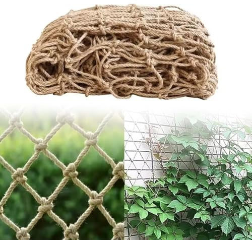 Rete Corda Canapa,Reti Anticaduta,Rete di Sicurezza Protezione Tecnica,1 * 5m,corda spessa 8mm,fori da 10cm,per la protezione dei balconi,decorazione di pareti fotografiche,Rete da arrampicata