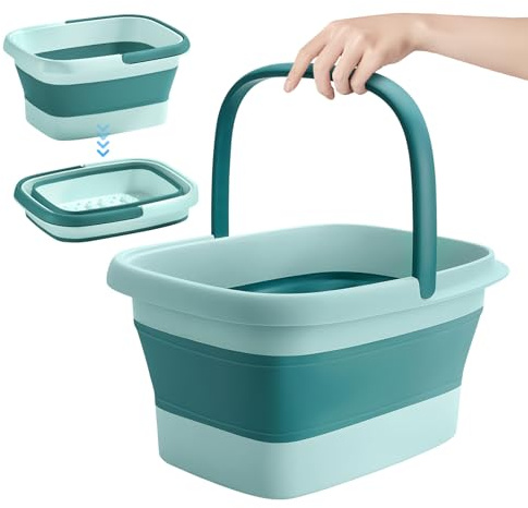 Grande Bassine Plastique Bassin de Spa Bain de Pieds,Spa d'eau et Massage des Pieds,pour Pédicures Tremper Les Pieds Détox et Massage Elimine Callosités Cuticules (Fold-Green)