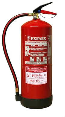 AUXI- FOC | Extintor Incendios 9 kilos polvo ABC| Con Soporte De Pared | Presión Incorporada | Manguera De Caucho Flexible | Válvula De Disparo Rápido | Protector Emergencia | Extintor Para El Hogar