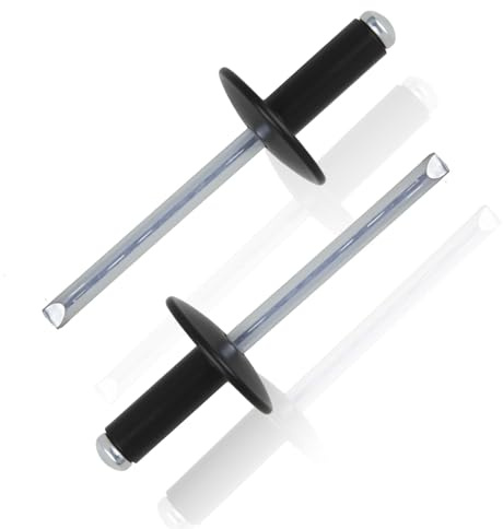 msymsyu 55 st persiennnitar aluminium popnitar 4,8 x 13 mm stort huvud nit svart set för sammanfogning av plåt trä möbler fönsterramar med plastramar enkel installation
