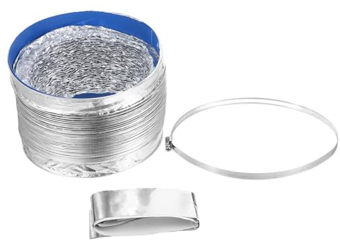 GALPADA Tubo Flexible de Aluminio Resistente al Fuego Diámetro para Ventilación Hvac de Escape para Secadoras Cocinas y Baños Manguera de Ventilación Duradera y Reforzada