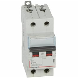 407786 Disjoncteur Bipolaire 25a - 2p Courbe C - 6/10ka - à Vis - Legrand Dx3