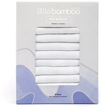 Little Bamboo Lot de 8 carrés de mousseline, blanc