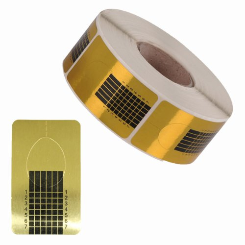 Sun Garden Nails Nageldesign Modellierschablonen 500 Stück Rolle eckig gold selbstklebend - Nagelschablonen für Nagelverlängerung und Nagelverstärkung mit UV Gel und Acryl