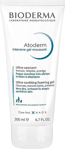 Bioderma Atoderm Intensive Foaming Gel - Ultra Soothing Face & Body Wash Hydrates & Protects Irritated & Eczema Prone Skin - Soap-free, 200ml