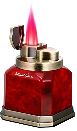 Ambrogio.L Quad Torch Lighter Tabletop Refillable Butane Gas Red Flame Cigar Cigarette Lighter for Birthday Christmas Men