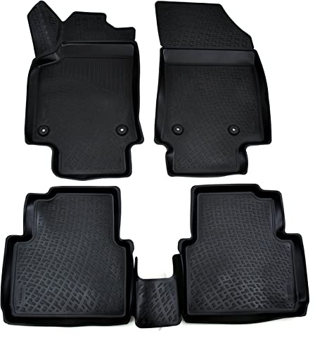J&J AUTOMOTIVE | 3D Tappeti Tappetini Per Auto In TPE Gomma Premium Su Misura Per Crossland X dal 2017, Con Bordo Rialzato Di 4 cm, Nero, Inodore, Set 4 Pezzi