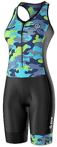 SLS3 Triathlon Suits Women - Premium Pro Womens Tri Suit Sleeveless - Breathable Quick-Dry Trisuit with Slim Athletic Fit, No Shelf Bra, Anti-Friction Seams (Black/Tropical Camo, S)