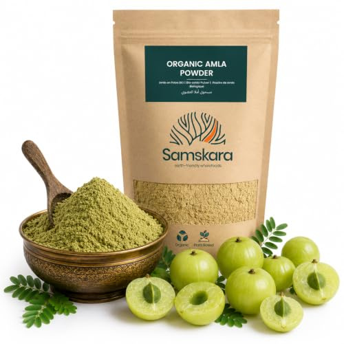 Amla en Polvo BIO | Samskara | Amla Orgánico y Puro para Cabello y Piel | Fuente Natural de Vitamina C, Colágeno y Calcio | Polvo de Amla 100% Ayurveda - 250 gr
