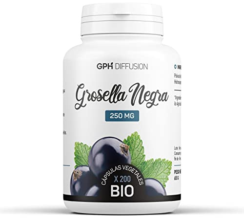 Grosella Negra Orgánica (Ribes nigrum) - 250 mg - 200 cápsulas vegetales - Grosellero Negro Hojas - Complemento alimenticio - Formula Pura y Natural - GPH DIFFUSION