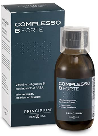 BIOS LINE Principium Complesso B Forte Liquido, Integratore Alimentare Adulti e Bambini Metabolismo Energetico, Vitamine del Gruppo B, In Situazioni Di Maggiore Fabbisogno, Gusto Lampone, 130 ml