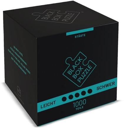 Misu Black Box Puzzle 1000 Teile - Städte 2023 Edition - Modernes, quadratisches Karton-Puzzle für Erwachsene und Kinder ab 14 Jahren - Ohne Plastik - Limitierte Edition