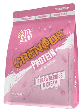 Grenade Whey Blend High Protein Powder, Low Sugar with 30g Protein per Serving, (50 Servings) - Strawberries & Cream, 2 kg (Pack of 1)
