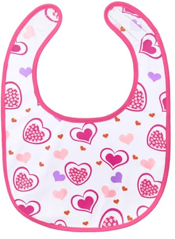 LittleForBig Bavoir Imprimé Nuisette en Coton Imperméable pour Adultes avec Fermeture Velcro Réglable - Bavoir Coeurs Princesses pour Adultes