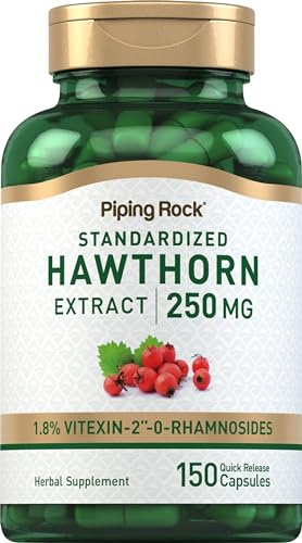 Piping Rock Hawthorn Berry Capsules | 250mg | 150 Pills | Herb Extract Supplement | Non-GMO, Gluten Free