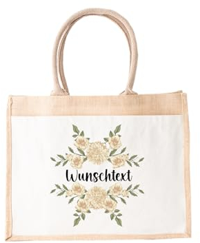 LIEBTASTISCH - Nachhaltige Jutetasche - Personalisierte Tasche mit Wunschtext - Geschenk - Einkaufstasche - Geburtstagsgeschenk (S - 26x22x14 cm)