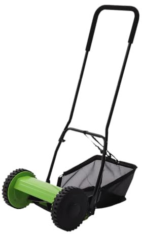 Tondeuse à gazon manuelle de 30,5 cm à 5 lames, tondeuse à gazon manuelle vert éponge avec sac de collecte de 23 L, balayeuse compacte et réglable pour gazon
