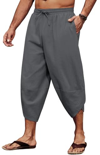 CMTOP Pantalones para Hombre Pantalones Ligeros de Verano Pantalon Casuales Anchos Largos Pantalones con Cordón para la Playa Todos los días