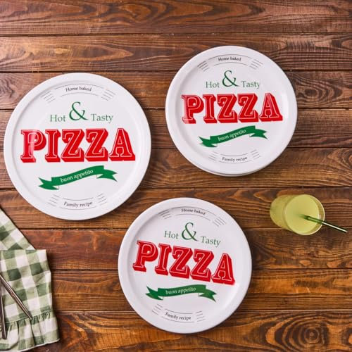 Karaca Milano - Set di 5 piatti da portata per pizza in porcellana, per 4 persone, colore: bianco multicolore