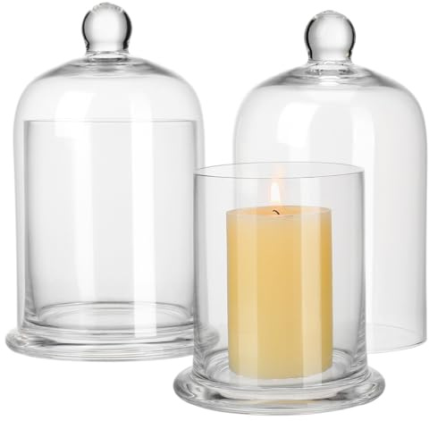 Cabilock Glass Bell Jar Candle Holder with Transparent Cloche Decorative Wax Cup for Home Decor Party Ambiance Birthday and Anniversary Centerpiece 6.22X3.93X3.93 Inch