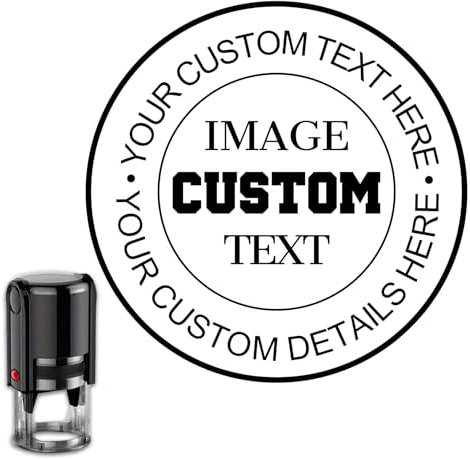 Stempel Personalisiert, Personalisierter Stempel Selbst Gestalten - 5 GrößEn, 9 Tintenfarben Und 8 Schriftarten,Rund