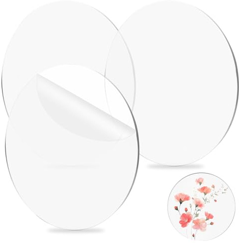 TMZELOA 3 Piezas Discos Acrílicos, 15 cm Base para Tartas Acrílicas Transparentes Bandejas para Tartas de Acrílico, Placas Redondas para Navidad Marcos de Fotos Pintura Transporte de Tartas