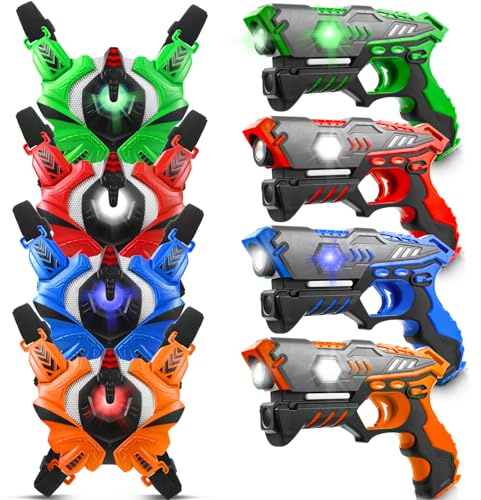 Stlloys Laser Tag: Laser Tag Guns Set of 4 with Vests, Infrared Lazer Tags Game, Lazer Tags Set 4 Player for Kids Adults, Toys for Kids Ages 6 7 8 9 10 11 12+ Year Old Boy Birthday