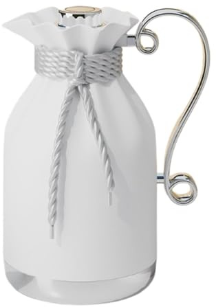 Yunhgft Caraffa Termica per caffè con Isolamento in Vetro E PP Bollitore per Bevande Calde E Fredde Brocca con Manico Ergonomico E Beccuccio Scorrevole Adatta, Bianco