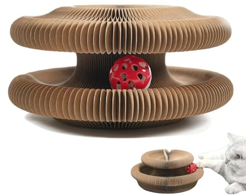 Griffoir Pour Chat D'intérieur | Griffoir Pliable Interactif En Carton | Jouet Interactif pour Animal de Compagnie Ondulé en Accordéon avec Balle à Grelot - Pour Maison Chambre À Coucher Salon Protect