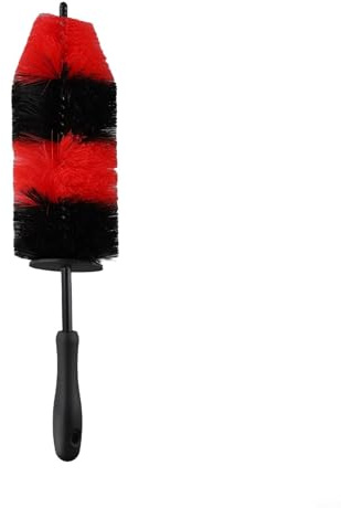 Spazzola pulitore per cerchioni e pneumatici con testa pieghevole a 360° per aree difficili da raggiungere, compatibile con auto, moto, biciclette e camper, rosso o nero, A