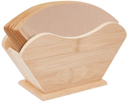 GORGECRAFT Portafiltros de Café de Madera Dispensador de Papel de Café de Madera Burlywood Soporte de Almacenamiento Contenedor Estante Filtros de Vertido de Fondo Plano de Cono Cuadrado Chemex V60