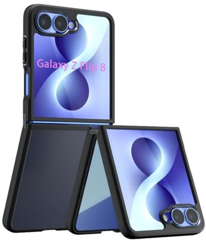 Bihizei Fodral för Samsung Galaxy Z Flip 8 fodral, hybridteknik PC + TPU stötskydd, translucent bakre frostat fodral, [stötsäkert av militär kvalitet], svart