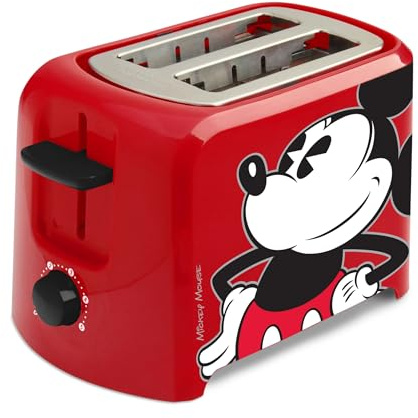 Disney Mickey Mouse 2 Slice Toaster by Select Brands - Disney Toaster for Breakfast Toast & Sandwich Bread - Kitchen Essential with Browning Control - Self-Centering Slots & High Rise Toast Lift