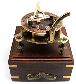 Vintage Brass Sundial Compass – 2.5 WEST London Antique Maritime Compass with Adjustable Screw Legs – Nautical Decor & Collectible