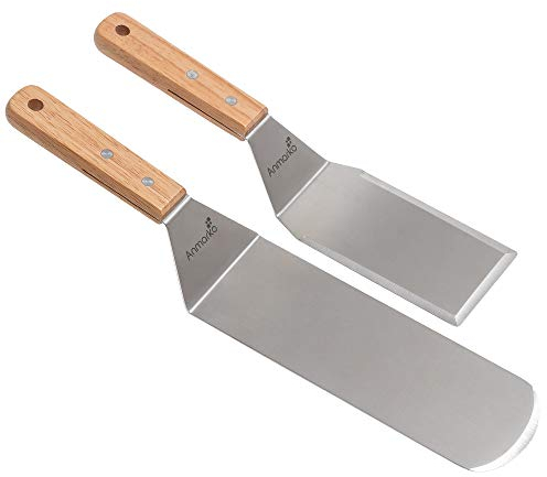 Metallo spatola - Spatola per cottura Teppanyaki spatole - Grill e raschietto Flipper o hamburger Turner utensili da cucina in acciaio INOX - ideale per barbecue Flat Top di qualità commerciale
