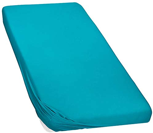 Moon-Luxury Topper Spannbettlaken Jersey Stretch Spannbetttuch Boxspringbett 97% Mako-Baumwolle 3% Elastan 230g/m²-petrol-180x200-200x220