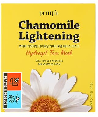 Petitfee, Chamomile Lightening, Hydrogel Face Mask, 5 Sheets, 1.12 oz (32 g) Each