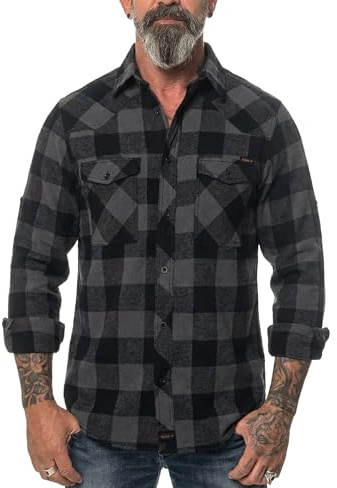 ROCK-IT Apparel Chemise en Flanelle à Carreaux pour Hommes Manches Longues Chemise de bûcheron Chemise à Carreaux de qualité supérieure Chemise décontractée Chemise Tailles S-5XL différentes Couleur