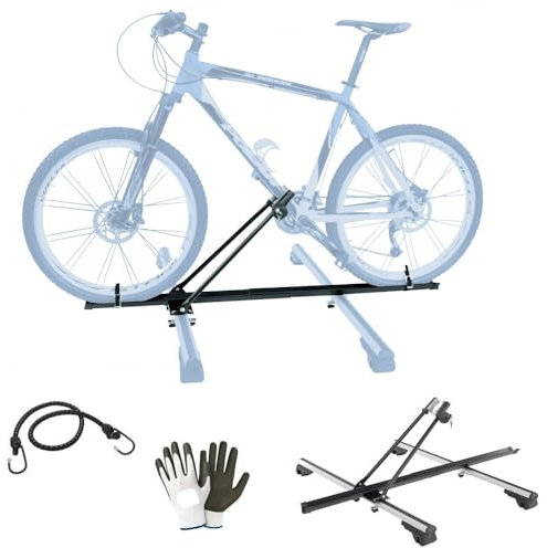 PORTABICICLETTA CON CHIUSURA REGOLABILE PORTABICI DA TETTO AUTO PORTABICICLETTA PER BARRE PORTATUTTO AUTO CARICO MASSIMO 15KG MATERIALE ACCIAIO PORTA BICI PER 1 SOLA BICICLETTA