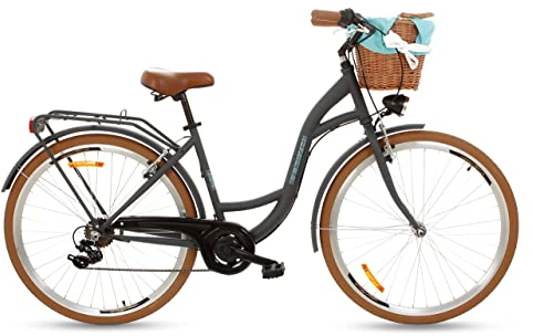 Goetze Mood Damenfahrrad Retro Vintage Holland Citybike, 28 Zoll Alu Räder, 7 Gang, Tiefeinstieger, Korb mit Polsterung Gratis!