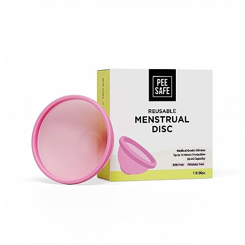 PEESAFE Wiederverwendbare Menstruationsscheibe | Hohe Kapazität von 55ml | bis zu 12 Stunden tragbar | Alternative zu Tampon, Binde oder menstruationstasse | Hergestellt aus medizinischem Silikon