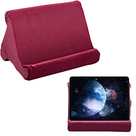 Mcbazel Tablet Pillow Stand for IPad Cushion Stand, Soft Multi-Angle Phone Pillow Lap Holder for Tablet/iPad/E-Reader - Dark Wine Red