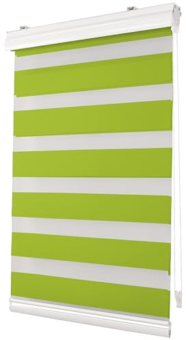 Deco4Me Premium Klemmfix Doppelrollo mit Kassette (Grün, 80 x 150 cm) - lichtdurchlässig & Blickdicht - Duo Vario Rollo für Fenster ohne Bohren (Stoffbreite 76 cm)