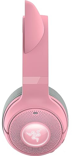 Razer Kraken Kitty V2 BT - Casque sans-Fil Bluetooth avec éclairage RGB et Oreilles de Chat (Bluetooth 5.2, 40mm Triforce, Micros à Annulation de Bruit, jusqu'à 40 Heures d'autonomie) Rose
