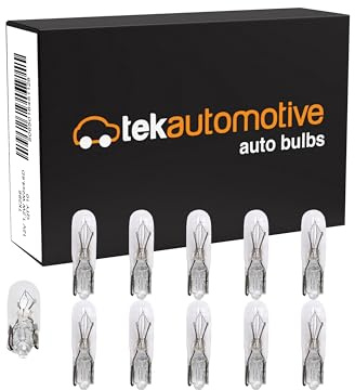 Tek Automotive 286 Kfz-Armaturenbrett-Leuchtmittel, 286 Leuchtmittel, 12 V, 1,2 W, W2x4.6D, barhäuptig, T5-Leuchtmittel – 10 Stück