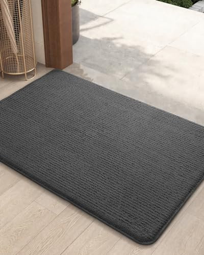 Color G Zerbino Ingresso Interno Simpatico, Antiscivolo, Assorbente, Tappeto Ingresso Interno, Tappeto Morbido E Lavabile Multiuso Antiscivolo Per Ingresso, Cucina, Camera (60 x 90cm, Grigio Scuro)