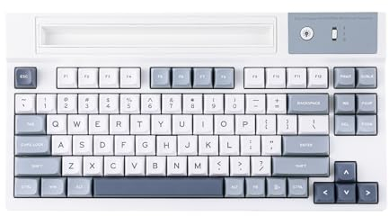 EPOMAKER DynaTab75 Wireless Gaming Keyboard with Slot for iPad Tablet, Hot-swap Gasket-mounted Mechanical Keyboard, 2.4G/USB-C/Bluetooth, Creamy Gasket, RGB Backl (White Blue, Wisteria Tactile Switch)